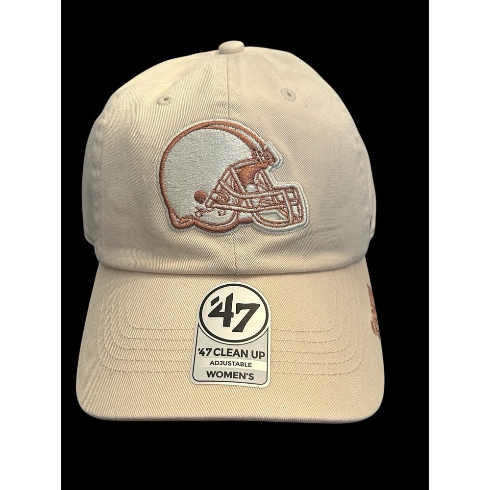 Cleveland Browns 47 Brand NFL Womens Clean Up Hat Cap Strapback Adjustable Tan‎